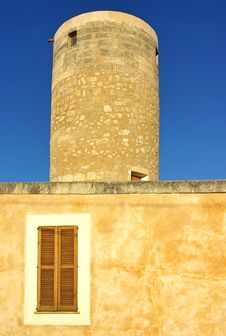Old Stone Windmill In Majorca Royalty Free Stock Photos Old Stone Windmill In Majorca Royalty Free Stock Photos
