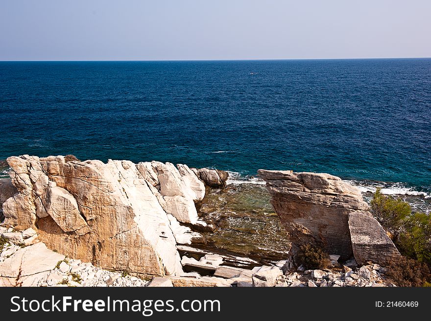 Landscape from coast of Thassos Greece