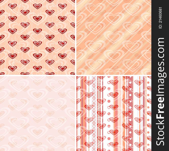 Set seamless valentine patterns with hearts
