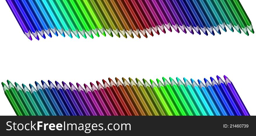 Illustration of background with colored pencils wave. Illustration of background with colored pencils wave