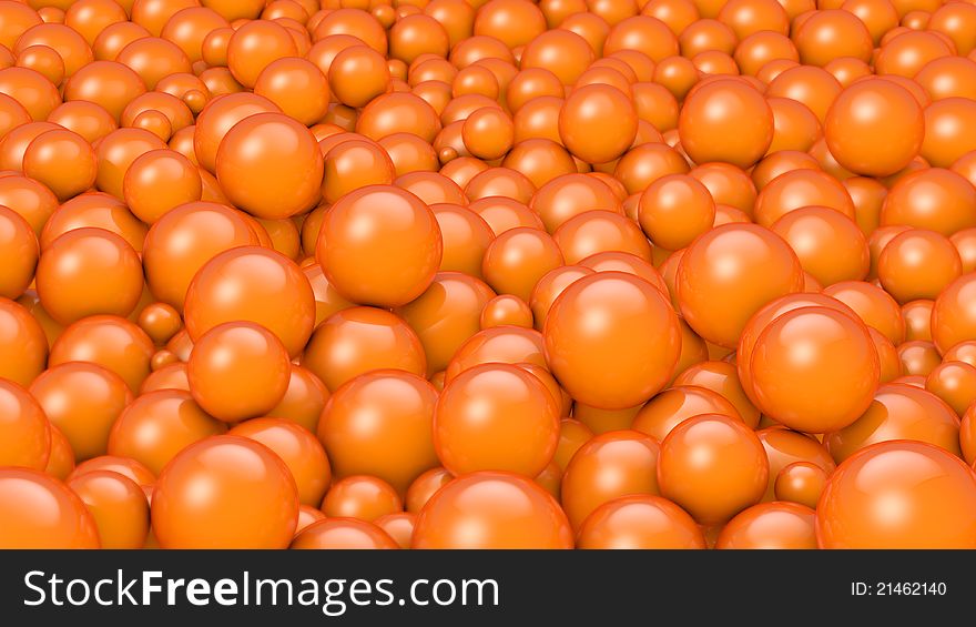 A stack of thousands of solid orange colored balls. A stack of thousands of solid orange colored balls.