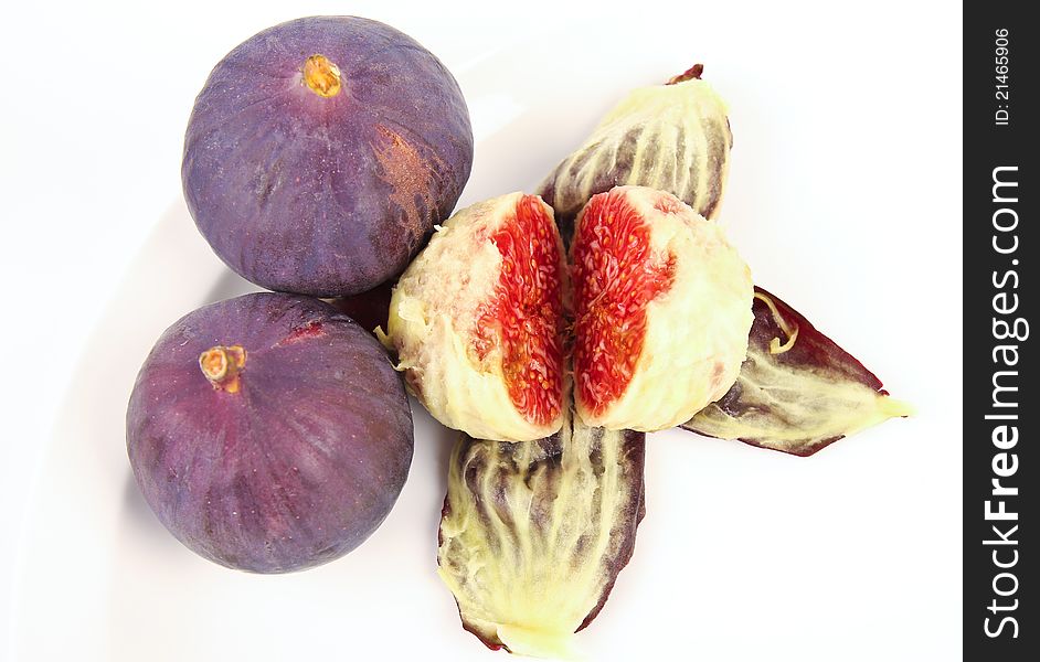 Fresh Figs. Tree fruits. Close up on white background