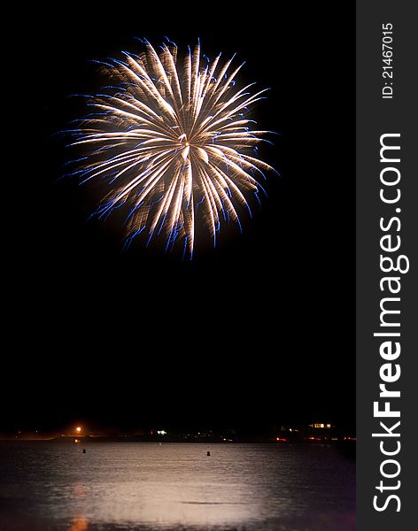 A firework bursts into the night over Bodega Bay, Ca. A firework bursts into the night over Bodega Bay, Ca.