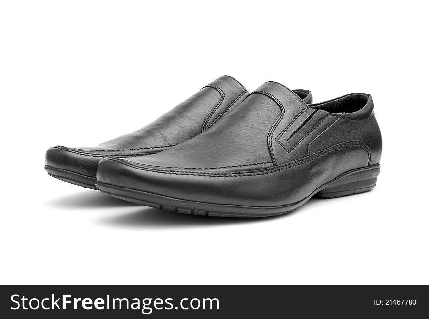 Pair of black man's shoes on white background. Pair of black man's shoes on white background