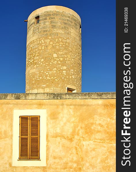 Old stone windmill in Manacor (Majorca - Spain). Old stone windmill in Manacor (Majorca - Spain)