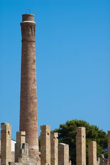 Industrial Brick Smoke Stack In Oasis Vendicari Stock Photos Industrial Brick Smoke Stack In Oasis Vendicari Stock Photos