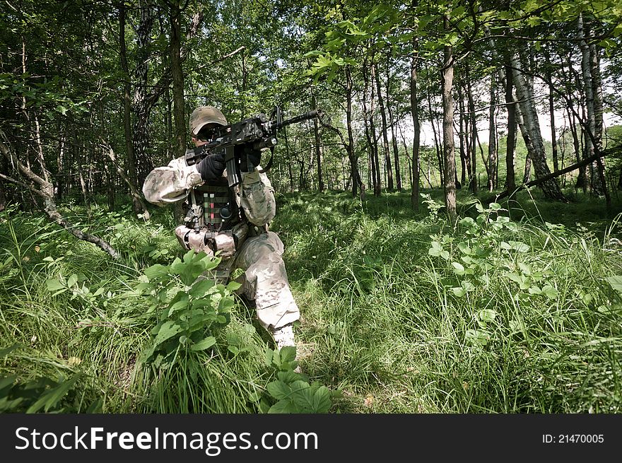 Rebel Soldier Aiming On Enemy