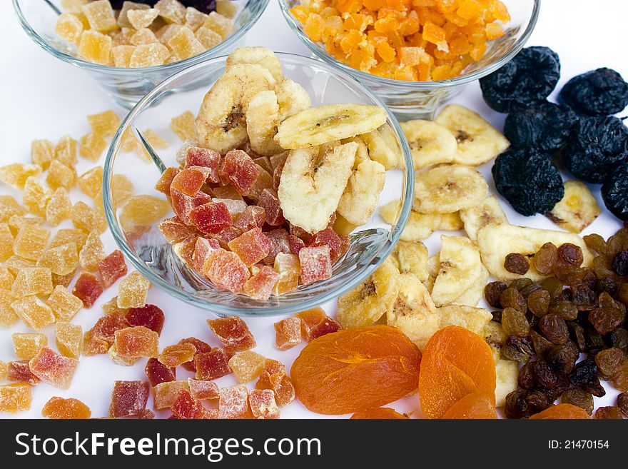 Candied and dried fruit is used in healthy eating. Candied and dried fruit is used in healthy eating