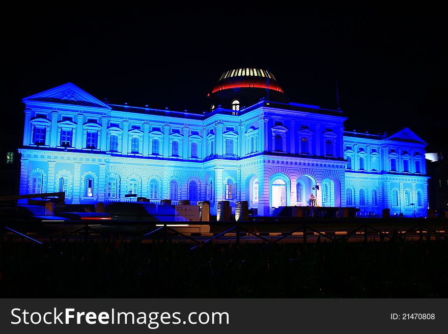 Art museum building at night Singapore