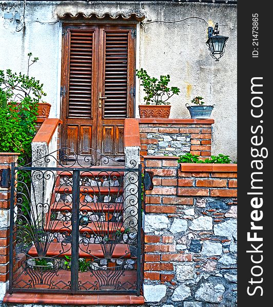 Rustic facade of a house in the southern Italian. Rustic facade of a house in the southern Italian