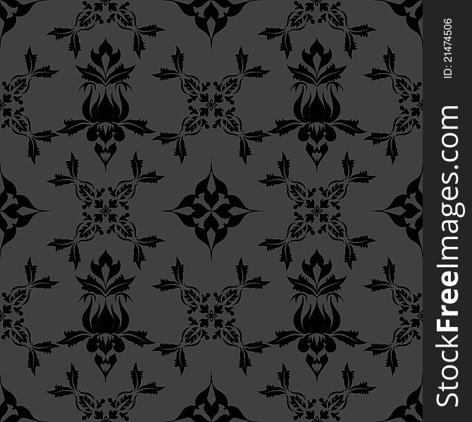 Damask wallpaper pattern, floral seamless ornament.