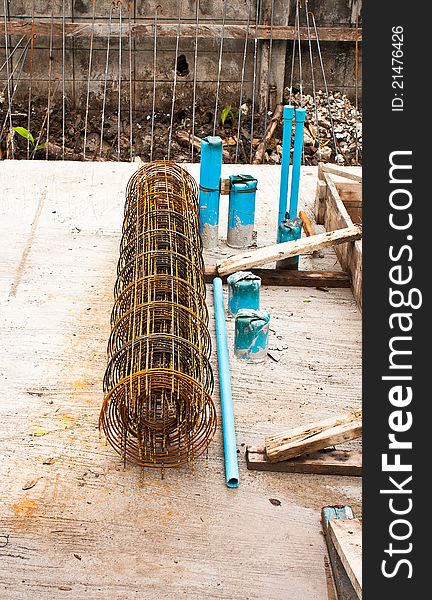 Steel rods or bars used to reinforce concrete. Steel rods or bars used to reinforce concrete.