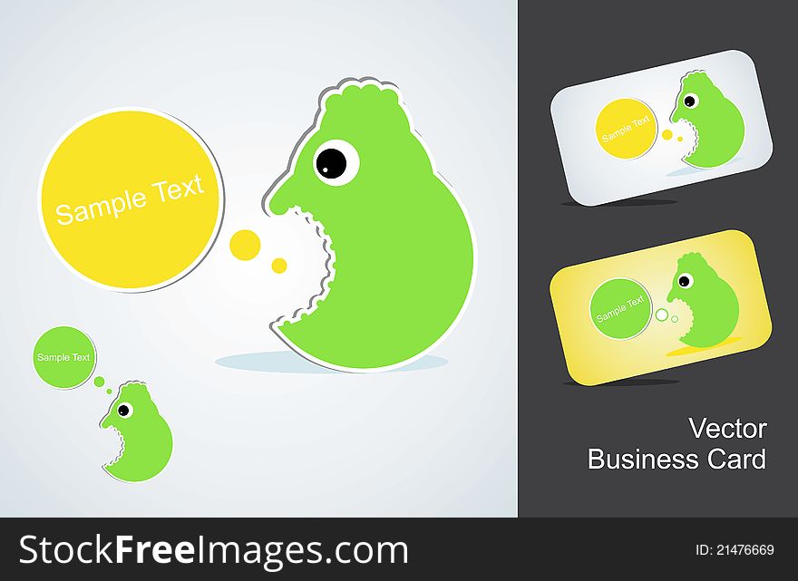 Icon of green screaming man and a business card. Icon of green screaming man and a business card