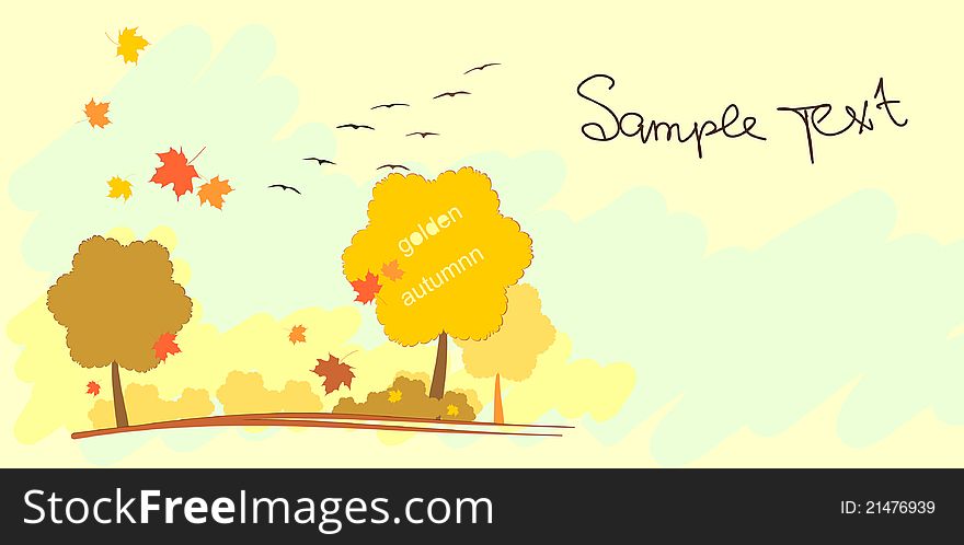 Autumn landscape with trees.vector illustration