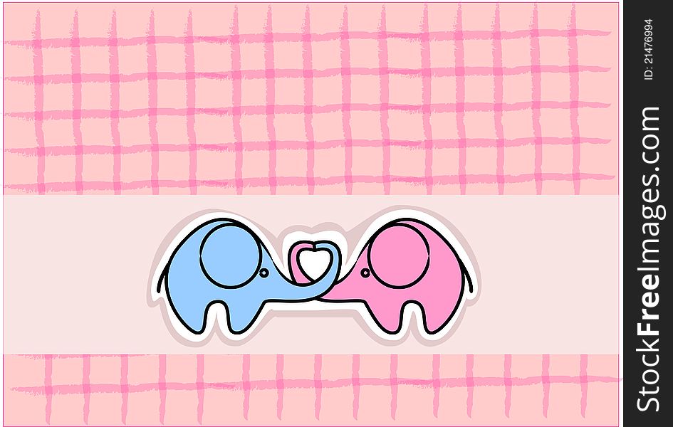 Cute love elephants, vector illustration picture for your design. Cute love elephants, vector illustration picture for your design