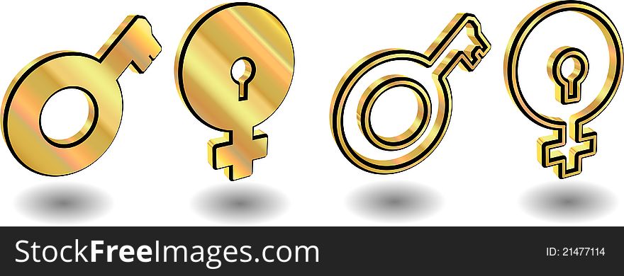Male and female symbols,  vector illustrations.