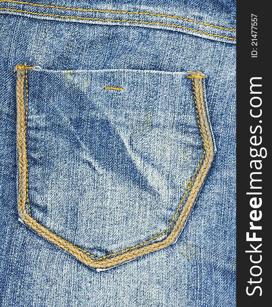 Close up of jeans pocket
