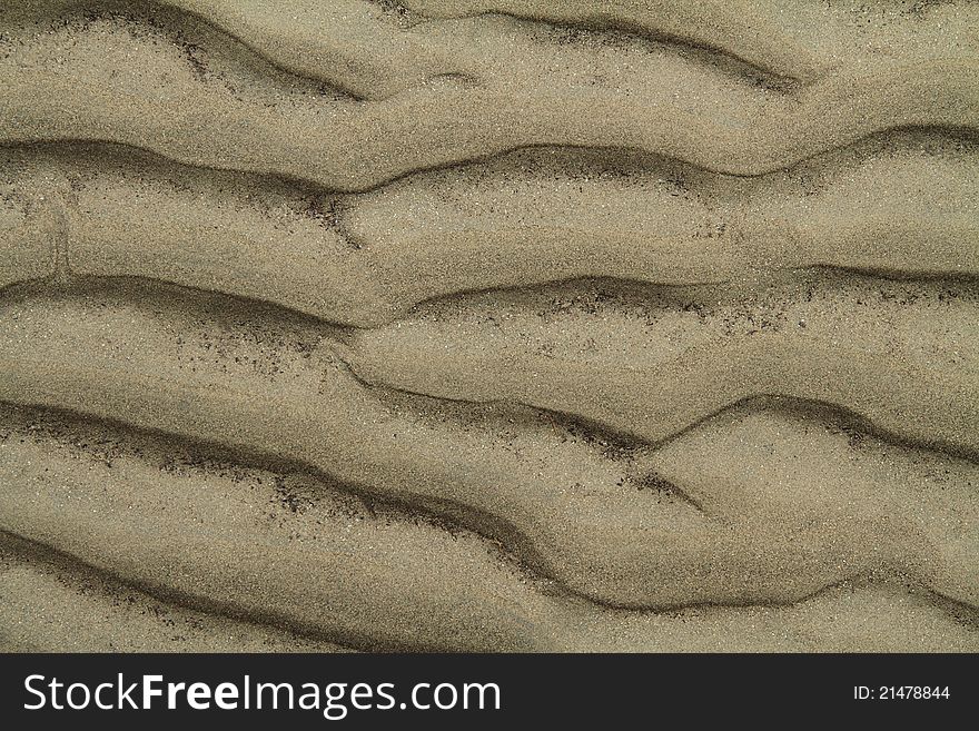 An interesting pattern has been carved into the beach sand by receding waters. An interesting pattern has been carved into the beach sand by receding waters.