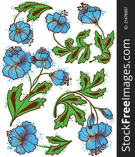 Floral abstract colourful set, vector illustration. Floral abstract colourful set, vector illustration