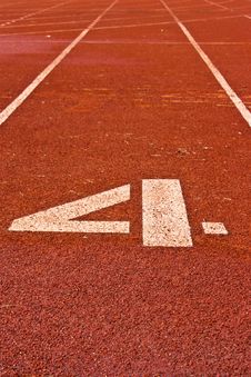 Number Four On The Start Of A Running Track Stock Photos Number Four On The Start Of A Running Track Stock Photos