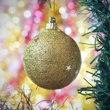Gold Ball As A Decoration Stock Photo