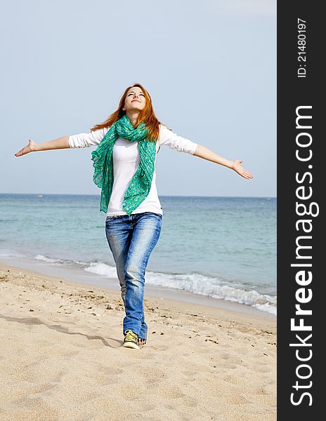 Young beautiful girl at the beach.