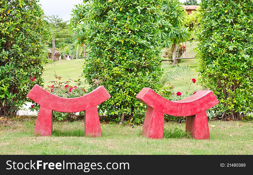 Red Modern Style Seat In Garden