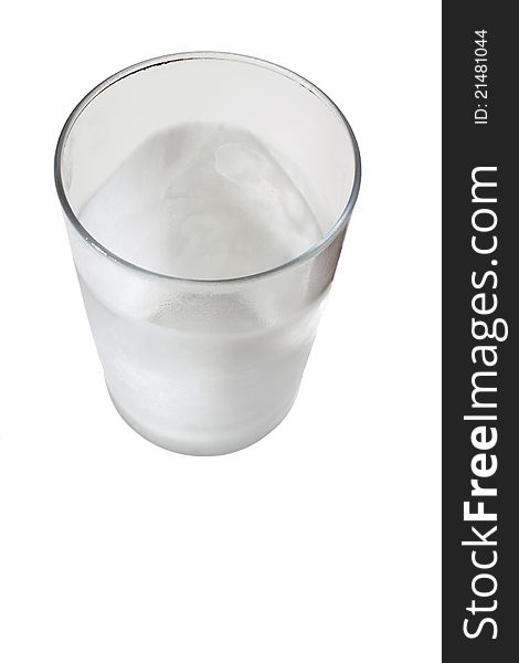 Isolated frozen glass on a white background