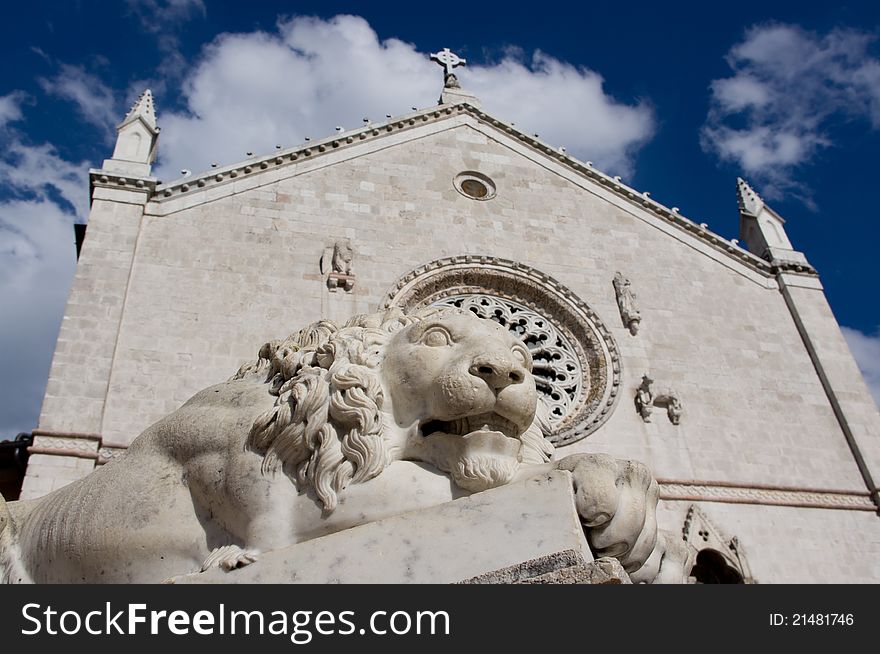 Lion under the Basilica of Saint Benedict