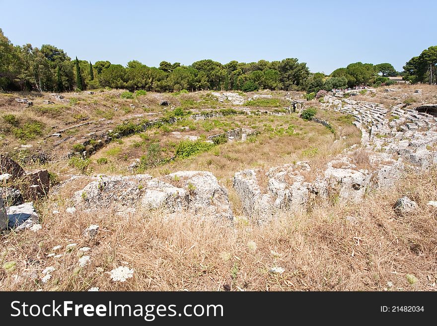 Antique Roman Amphitheater In Syracuse, Sicily