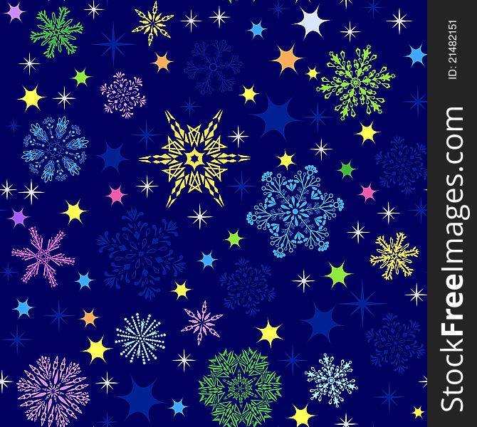 Illustration of snowflake seamless pattern. Illustration of snowflake seamless pattern