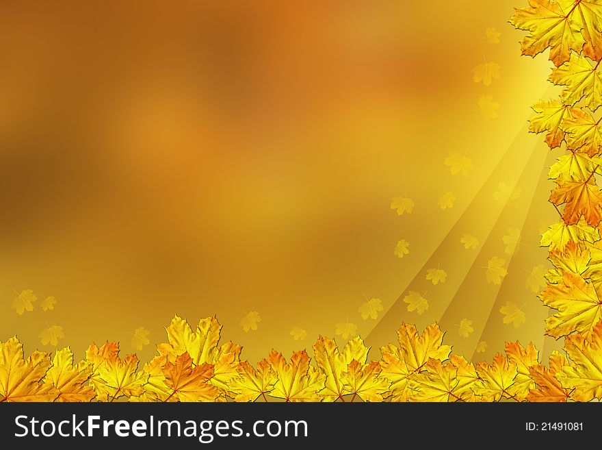 Autumn background illustration with falling leaves