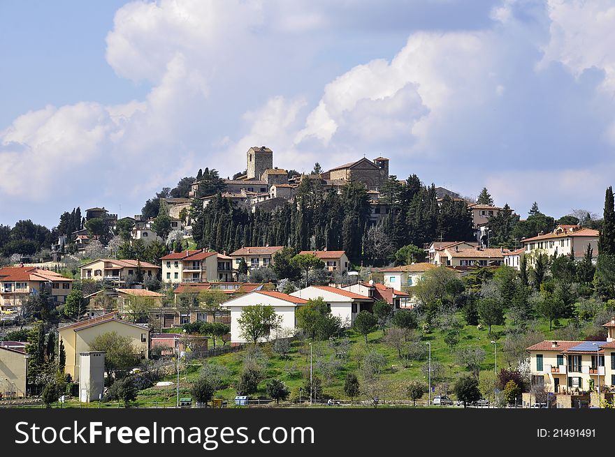 Tuscan village on top of a hill, Italy. Tuscan village on top of a hill, Italy