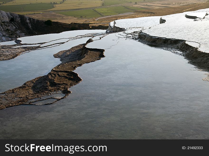 Travertine terraces in Pamukkale, Turkey