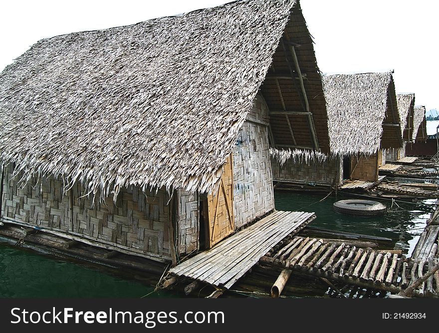 Raft bamboo river hut