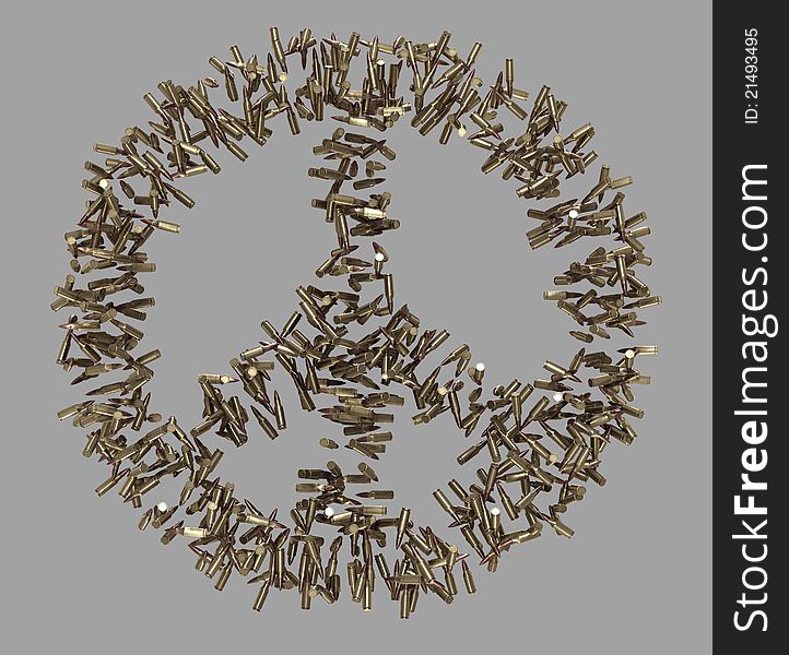 Peace Symbol Made Of Bullets