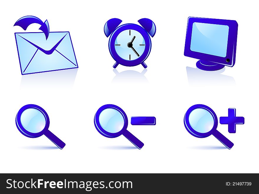 Set of icons in blue colors