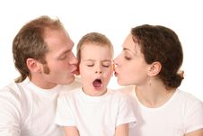 Son With Kissing Parents Royalty Free Stock Image Son With Kissing Parents Royalty Free Stock Image