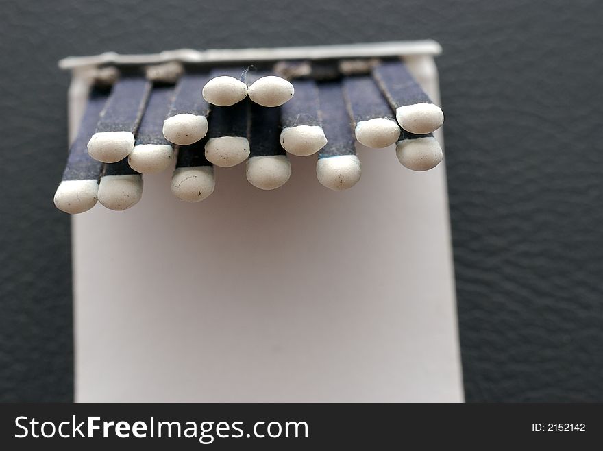 Macro of a pack of white tipped matches. Macro of a pack of white tipped matches