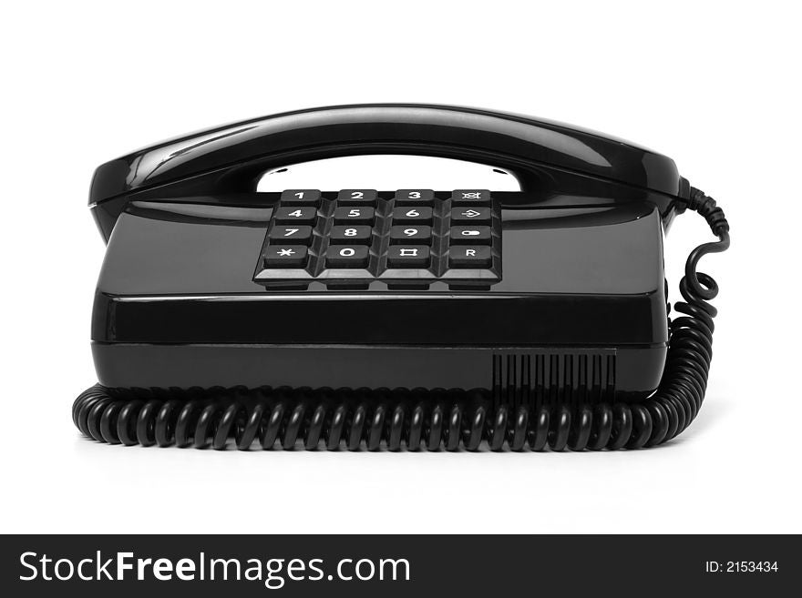 Telephone set of black color, isolated
