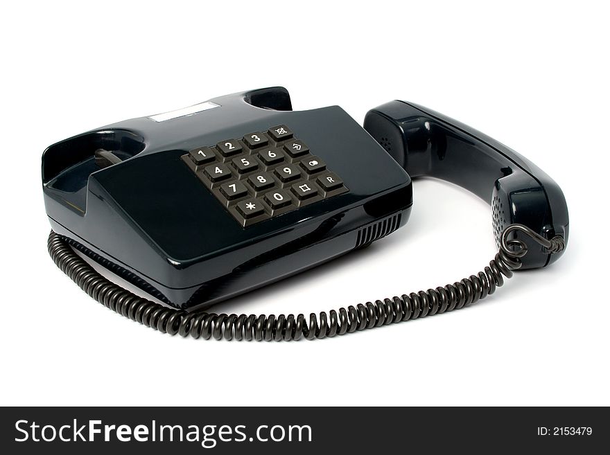 Telephone set of black color, isolated