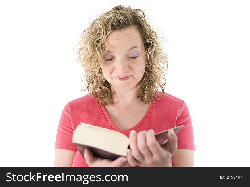 Attractive blonde reading