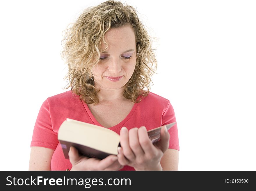 Attractive blonde reading