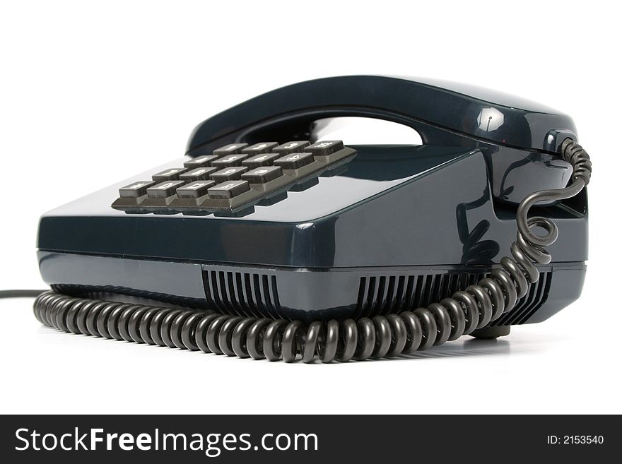 Telephone set of black color, isolated