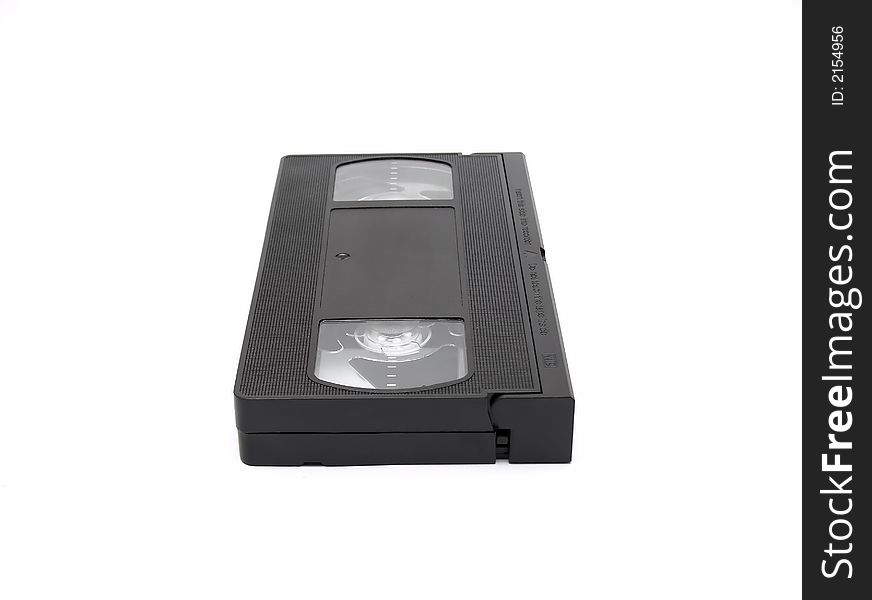 Black tape-cassette for recording video. Black tape-cassette for recording video