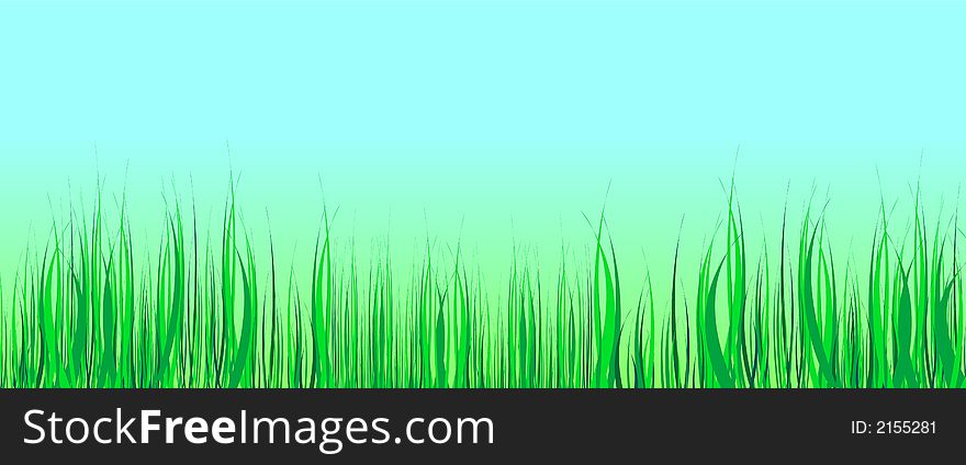Green grass illustration with cyan background