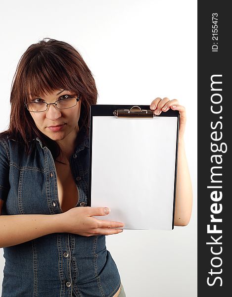 Woman holding clipboard 8