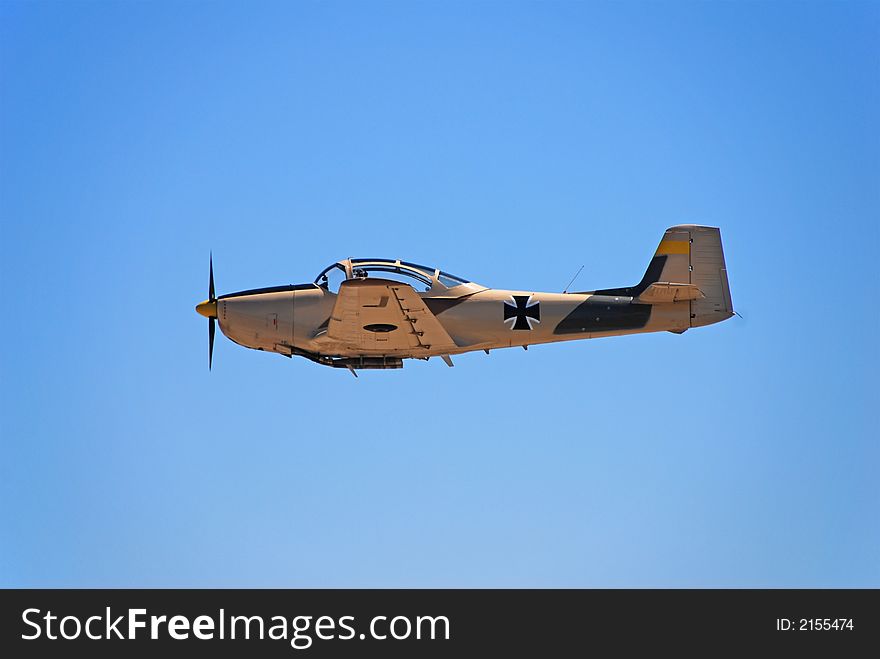 Focke Wulf P-149 classic airplane in battle reenactment. Focke Wulf P-149 classic airplane in battle reenactment