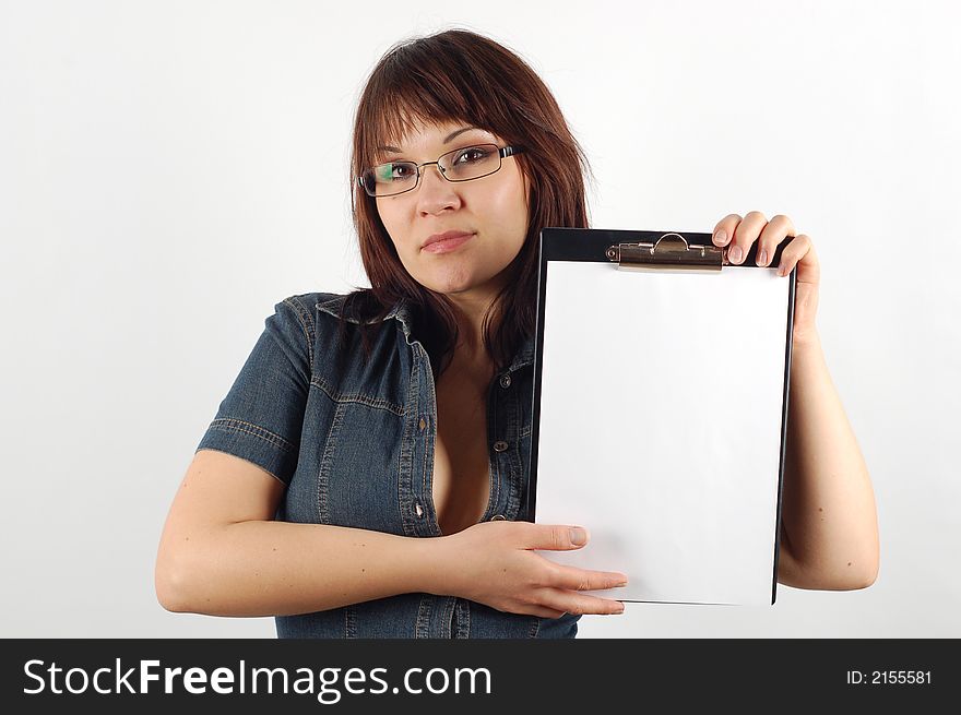 Woman holding clipboard 8