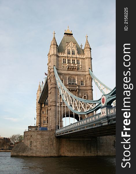 A view of tower bridge taken from the south side of the River Thames